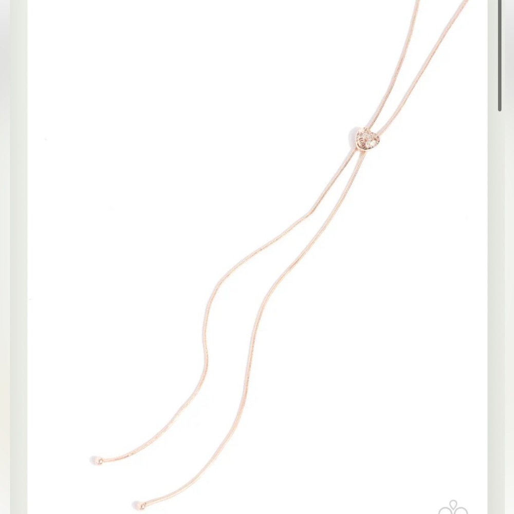 ❤️ “RAISED ROSE” ROSE GOLD HEART SLIDE BOLO NECKLACE ~ PAPARAZZI❗️❤️